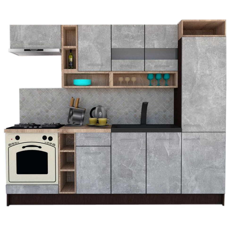 Set Bucatarie Genarom COSSY NEW 250 A1, Wenge / Decor 4298