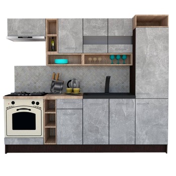 Set Bucatarie Genarom COSSY NEW 250 A1, Wenge / Decor 4298 Set Bucatarie Genarom COSSY NEW 250 A1, Wenge / Decor 4298
