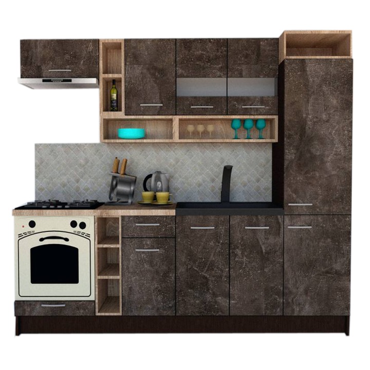 Set Bucatarie Genarom COSSY NEW 250 A1, Wenge / Decor 4299