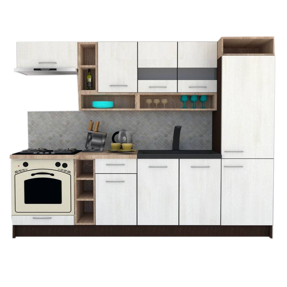 Set Bucatarie Genarom COSSY NEW 250 A1, Wenge / Decor 8508