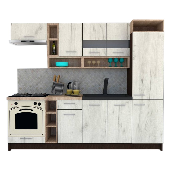 Set Bucatarie Genarom COSSY NEW 250 A1, Wenge / Decor K001