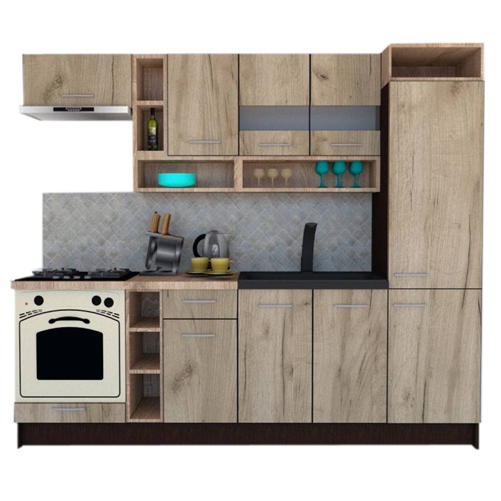 Set Bucatarie Genarom COSSY NEW 250 A1, Wenge / Decor K002