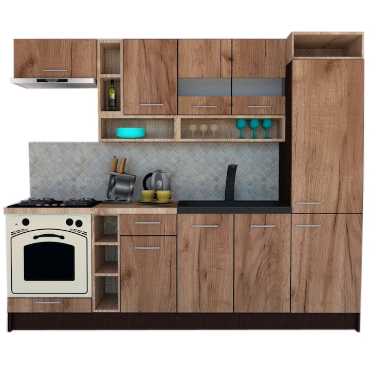 Set Bucatarie Genarom COSSY NEW 250 A1, Wenge / Decor K004