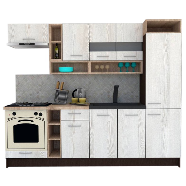 Set Bucatarie Genarom COSSY NEW 250 A1, Wenge / Decor K010