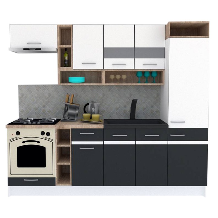 Set Bucatarie Genarom COSSY NEW 250 A1, Alb / Gri