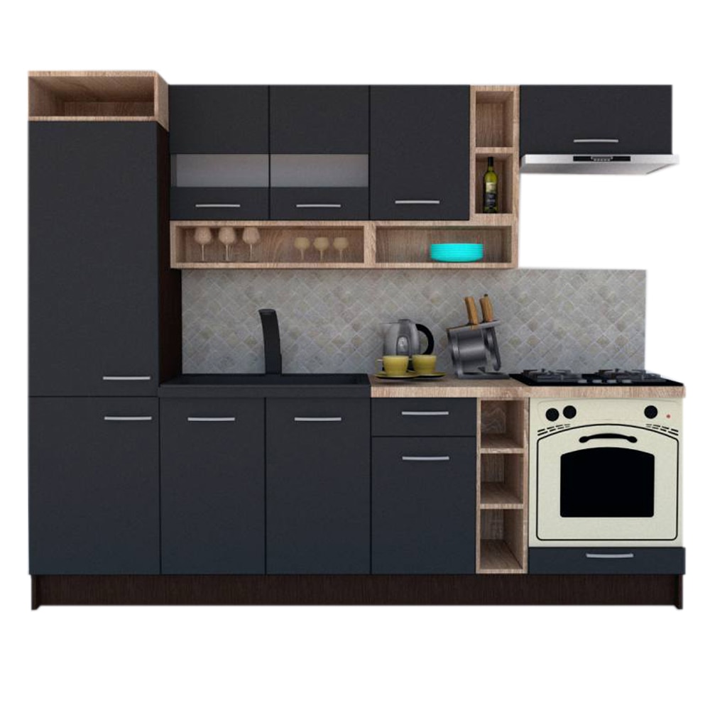 Set Bucatarie Genarom COSSY NEW 250 A2, Wenge / Decor 0164