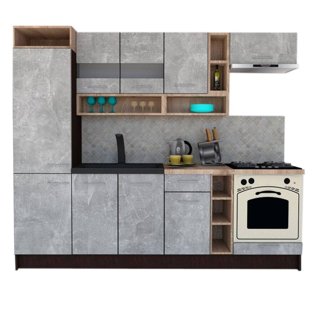 Set Bucatarie Genarom COSSY NEW 250 A2, Wenge / Decor 4298