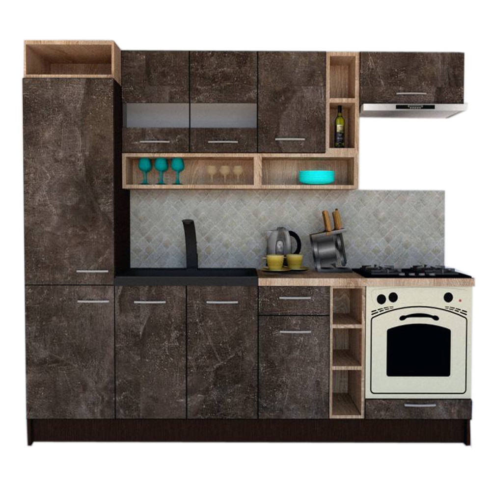 Set Bucatarie Genarom COSSY NEW 250 A2, Wenge / Decor 4299