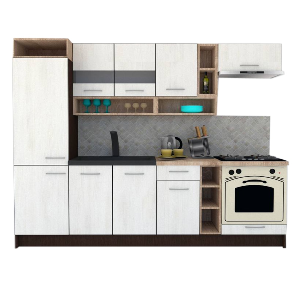 Set Bucatarie Genarom COSSY NEW 250 A2, Wenge / Decor 8508