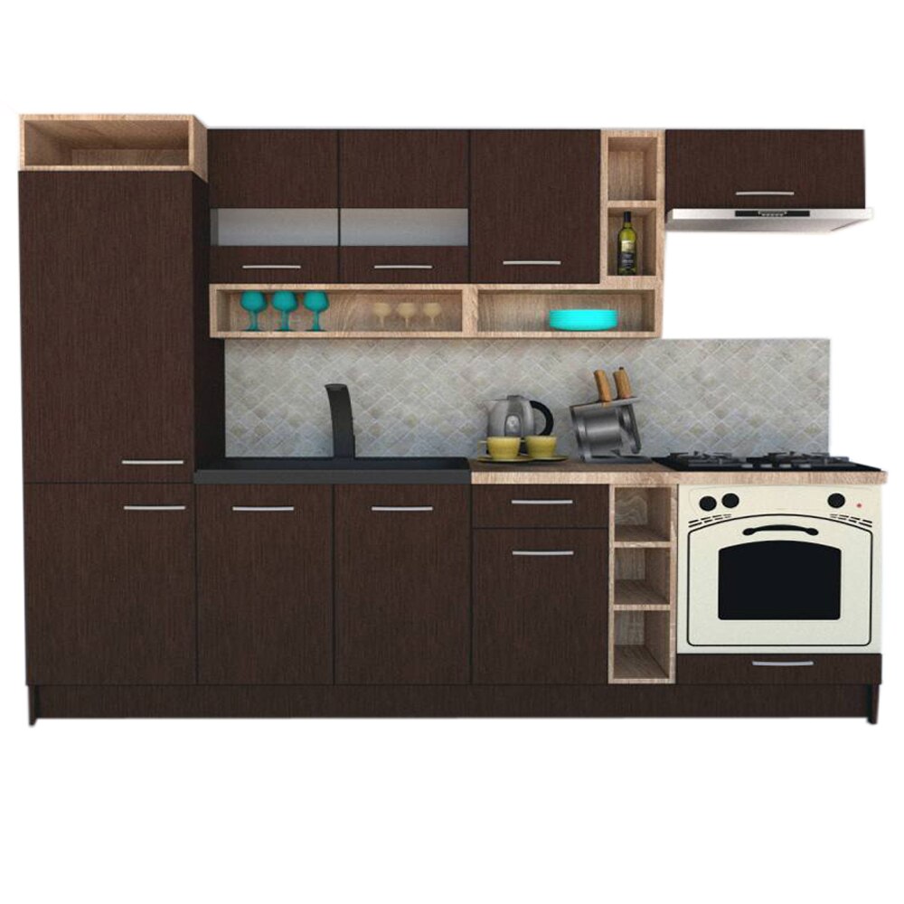 Set Bucatarie Genarom COSSY NEW 250 A2, Wenge / Decor 8548