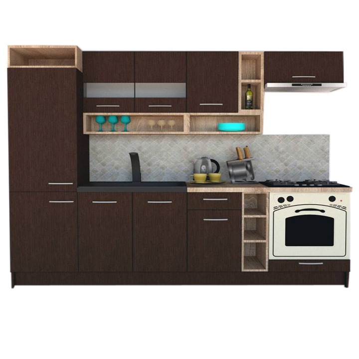 Set Bucatarie Genarom COSSY NEW 250 A2, Wenge / Decor 8548