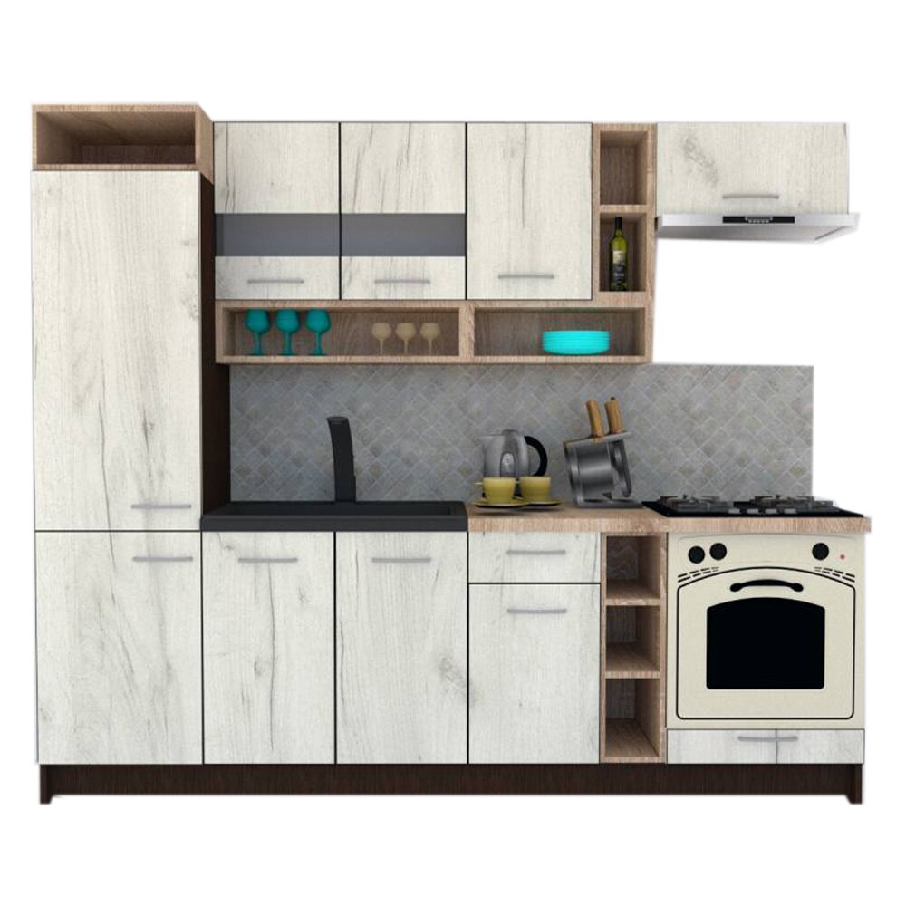 Set Bucatarie Genarom COSSY NEW 250 A2, Wenge / Decor K001