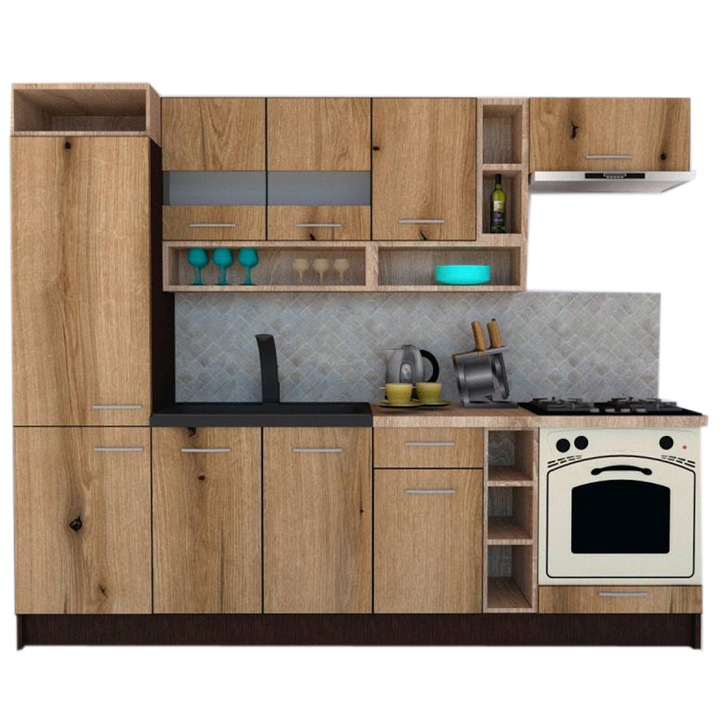 Set Bucatarie Genarom COSSY NEW 250 A2, Wenge / Decor K365