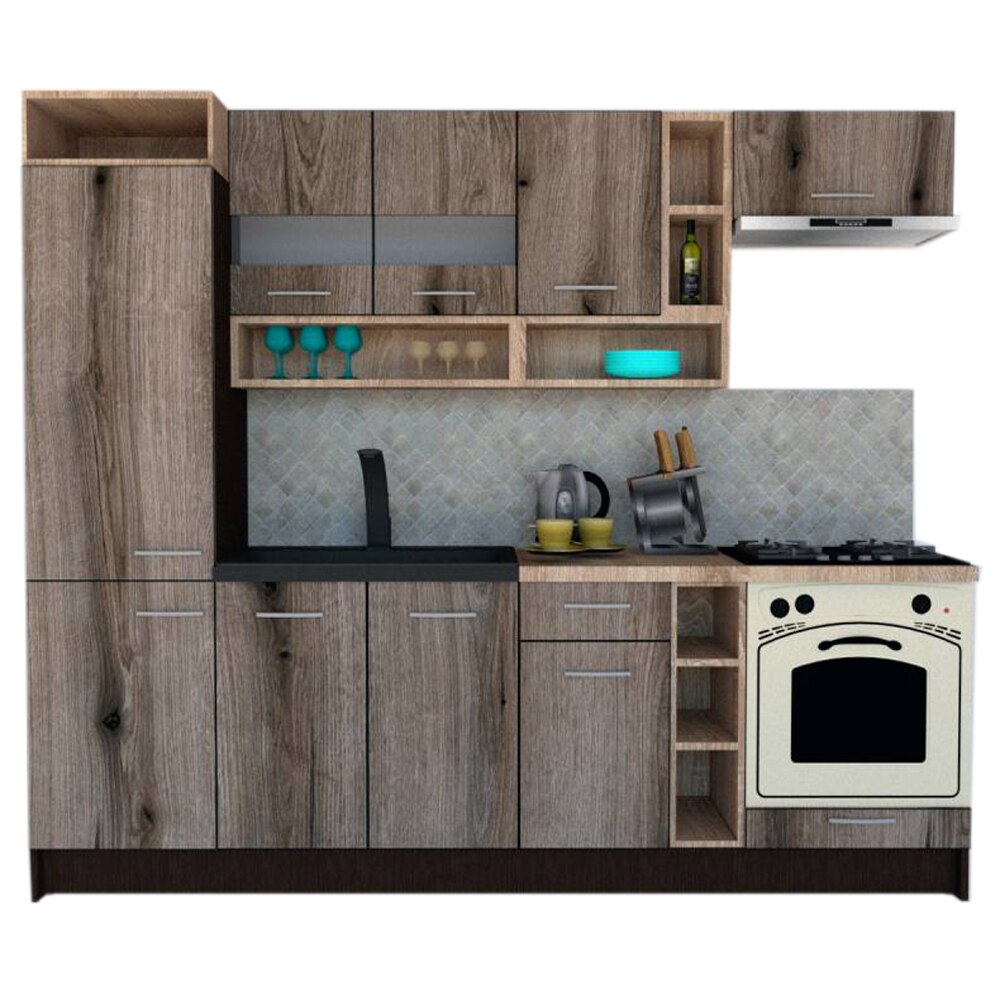Set Bucatarie Genarom COSSY NEW 250 A2, Wenge / Decor K366