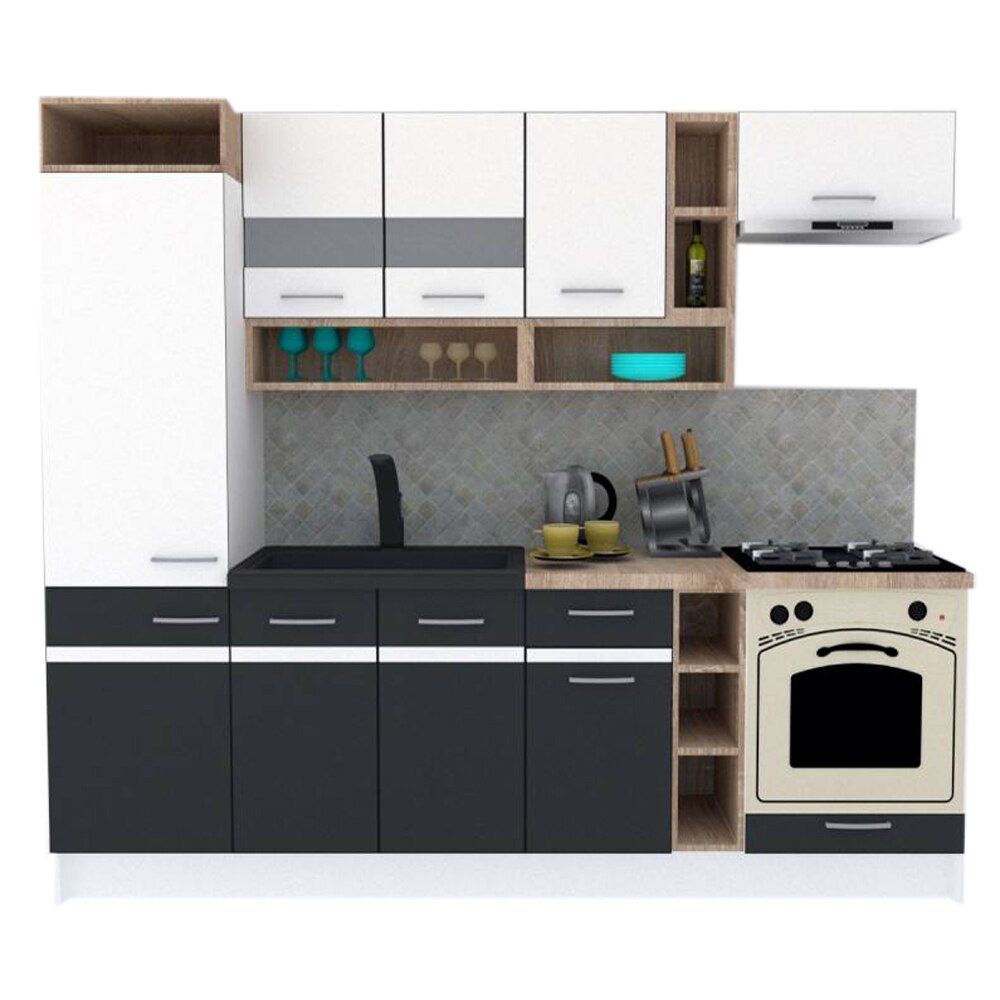 Set Bucatarie Genarom COSSY NEW 250 A2, Alb / Gri