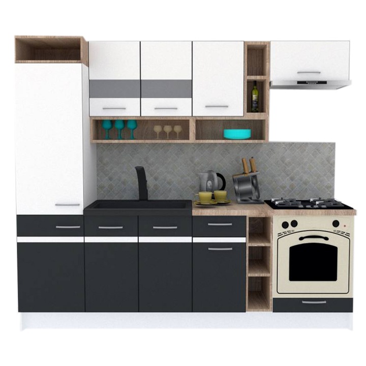 Set Bucatarie Genarom COSSY NEW 250 A2, Alb / Gri