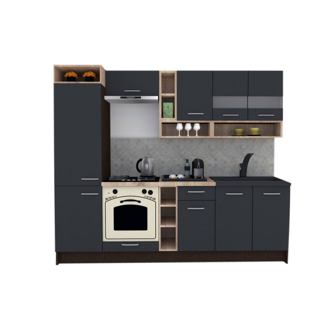 Set Bucatarie Genarom COSSY NEW 250 B1, Wenge / Decor 0164