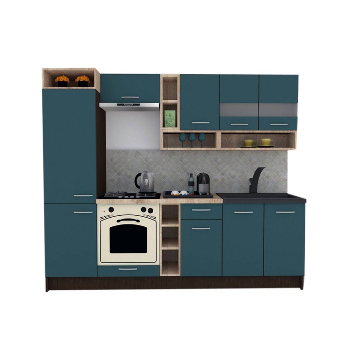 Set Bucatarie Genarom COSSY NEW 250 B1, Wenge / Decor 0244