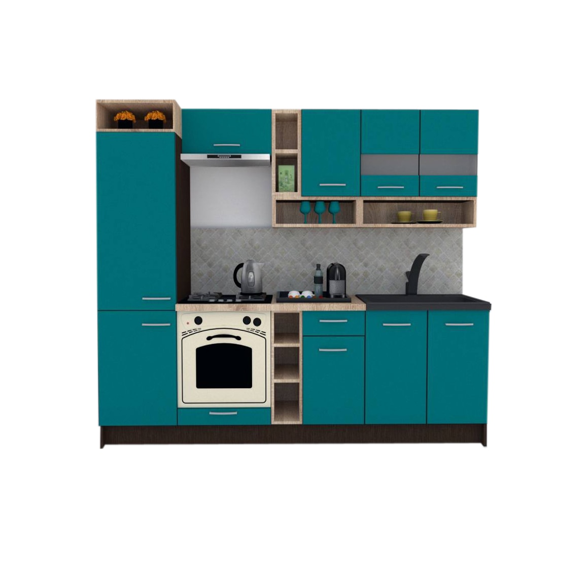 Set Bucatarie Genarom COSSY NEW 250 B1, Wenge / Decor 0245