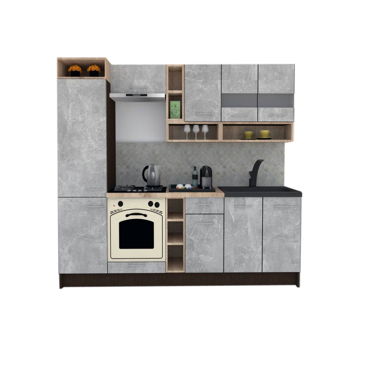 Set Bucatarie Genarom COSSY NEW 250 B1, Wenge / Decor 4298