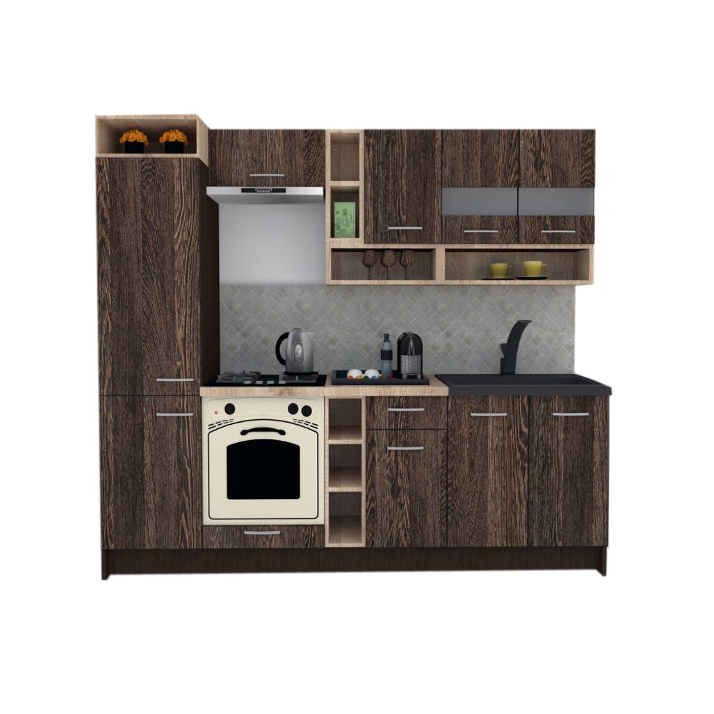 Set Bucatarie Genarom COSSY NEW 250 B1, Wenge / Decor 7648