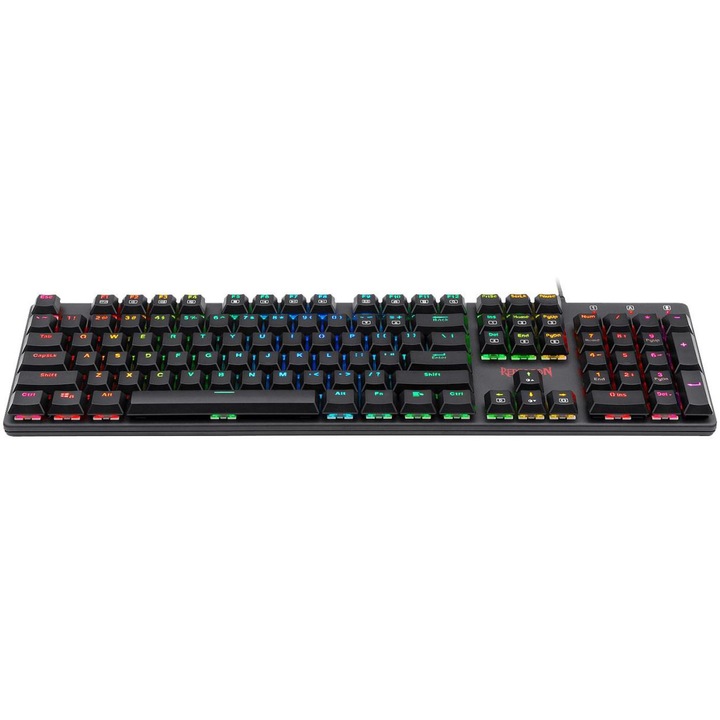 Tastatura mecanica Redragon Shrapnel, Iluminare RGB, Blue Switch, Negru
