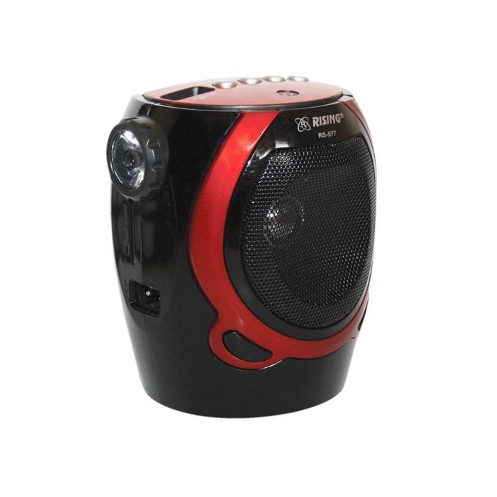 Rádió Elekom, 220-240V, 50-60Hz, USB, SD, LED, Műanyag, Fekete / Piros