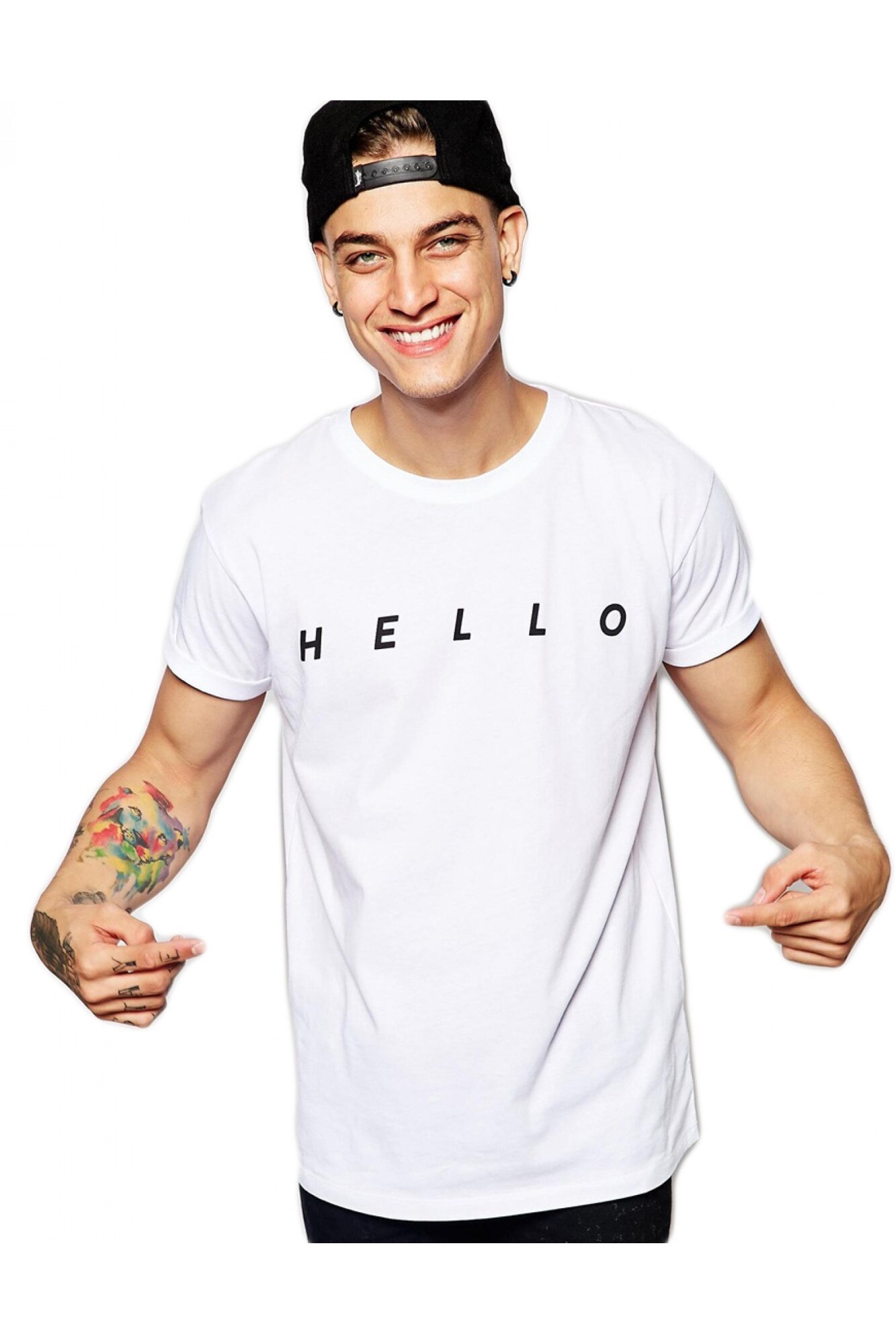 Tricou alb barbati - HELLO