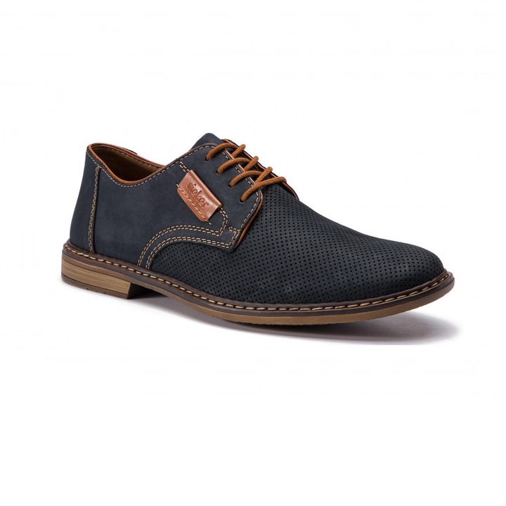 Pantofi din piele naturala pentru Barbati, Rieker, BLEUMARIN, 43 EU