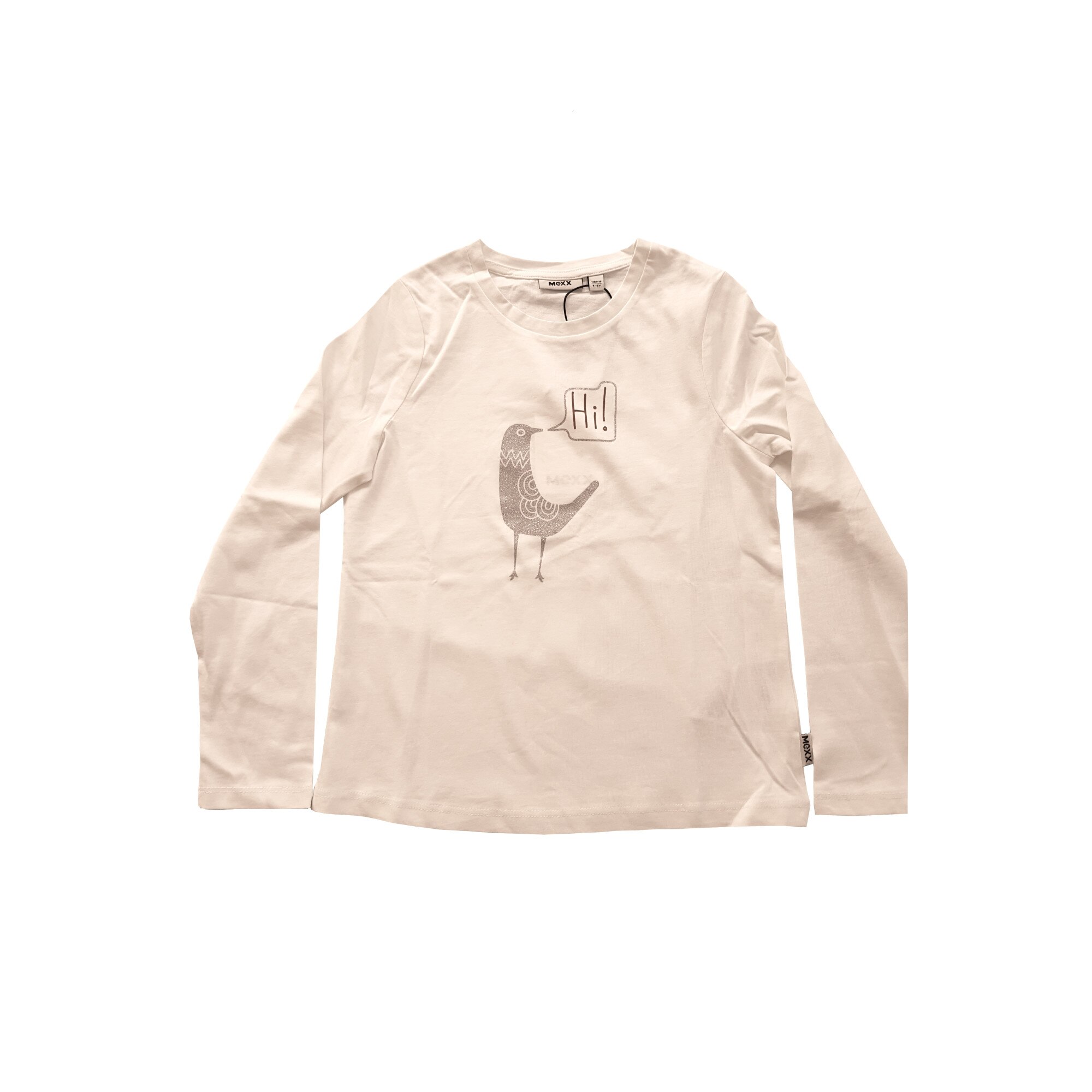 Tricou cu print argintiu copii,Mexx,alb, marimea 110/116