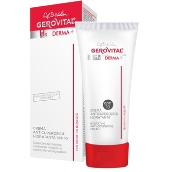 Crema anticuperozica hidratanta Gerovital H3 Derma+, cu SPF10, 50 ml Crema anticuperozica hidratanta Gerovital H3 Derma+, cu SPF10, 50 ml