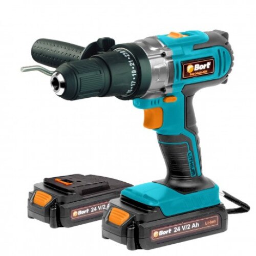 Masina de gaurit/insurubat cu impact Bort 24 V 2 Ah cu 2 acumulatori Li-Ion Bort