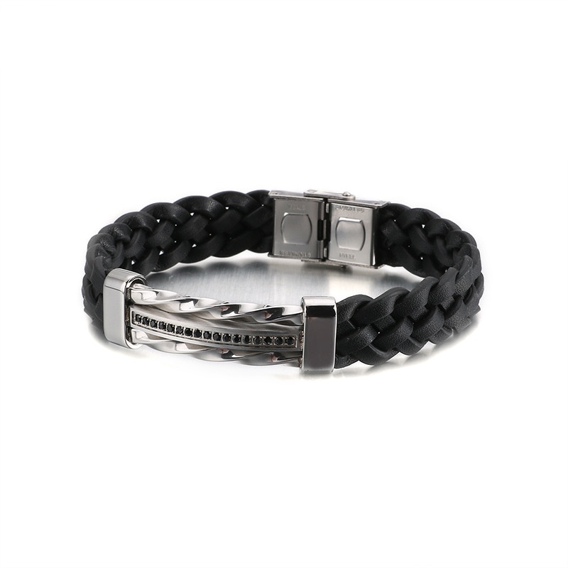 Bratara barbati MYSTYLE Silver Jasper piele naturala