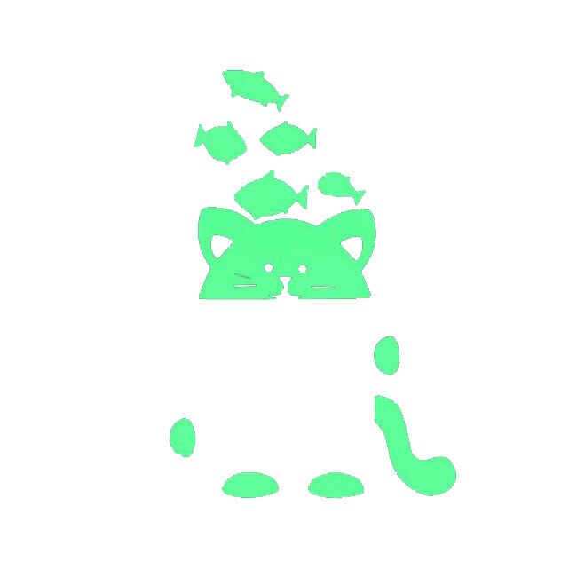 Sticker fosforescent cu pisica si pestisori pentru intrerupator/priza, 10x10cm, culoare verde