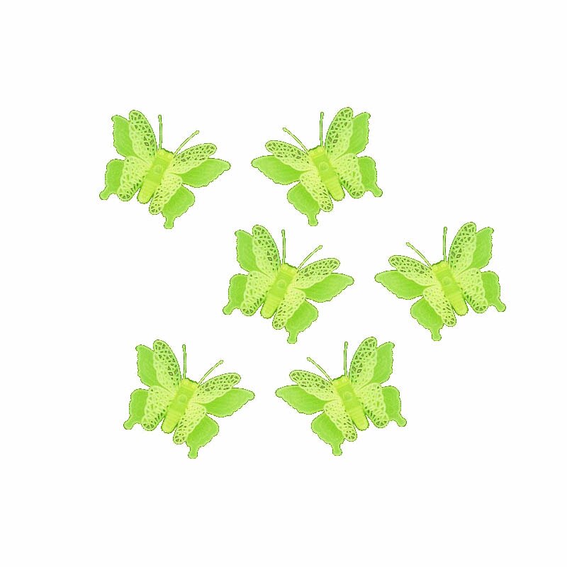 Set 6 stickere fosforescente , Fluturasi 3D, dimensiune 5.5x 8 cm, culoare verde deschis