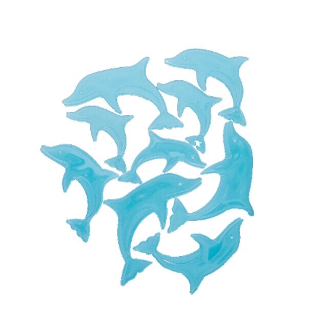Set 9 stickere fosforescente cu delfini, autoadezive, diferite dimensiuni, culoare albastru