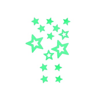Sticker fosforescent cu stelute pentru intrerupator/priza, 10x10 cm, culoare verde Sticker fosforescent cu stelute pentru intrerupator/priza, 10x10 cm, culoare verde