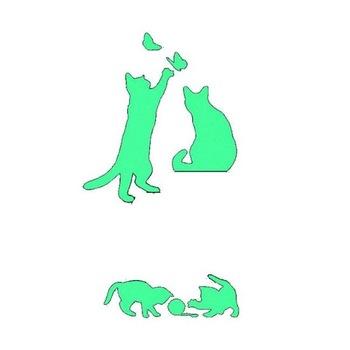 Sticker fosforescent cu Pisicute, pentru intrerupator/priza, 10x10 cm, culoare verde Sticker fosforescent cu Pisicute, pentru intrerupator/priza, 10x10 cm, culoare verde