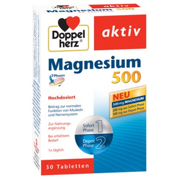 Supliment alimentar DOPPELHERZ AKTIV MAGNEZIU 500MG, 30 tablete Supliment alimentar DOPPELHERZ AKTIV MAGNEZIU 500MG, 30 tablete