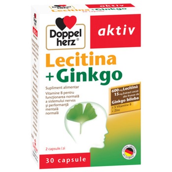 Supliment alimentar DOPPELHERZ AKTIV LECITINA + GINGKO, 30 capsule Supliment alimentar DOPPELHERZ AKTIV LECITINA + GINGKO, 30 capsule