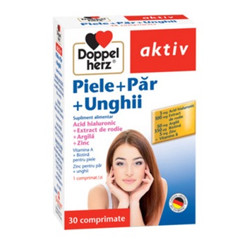 Supliment alimentar DOPPELHERZ AKTIV PIELE+PAR+UNGHII, 30 comprimate Supliment alimentar DOPPELHERZ AKTIV PIELE+PAR+UNGHII, 30 comprimate