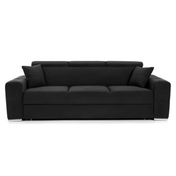 Canapea Extensibila 3 locuri BELLAGIO, Negru, cu tetiere, 235x95x85 cm Canapea Extensibila 3 locuri BELLAGIO, Negru, cu tetiere, 235x95x85 cm