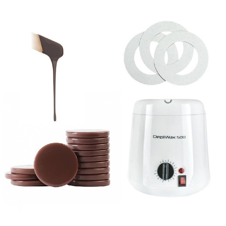 Комплект за кола маска Depilia, нагревател, топла кола маска, картонени предпазители, шпатули, 4 части