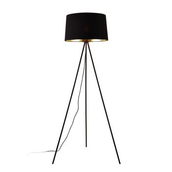 Lampa de podea Manchester, lux.pro, 150 cm, 1 x E27, 60W, metal/textil, negru/auriu, cu 3 picioare Lampa de podea Manchester, lux.pro, 150 cm, 1 x E27, 60W, metal/textil, negru/auriu, cu 3 picioare