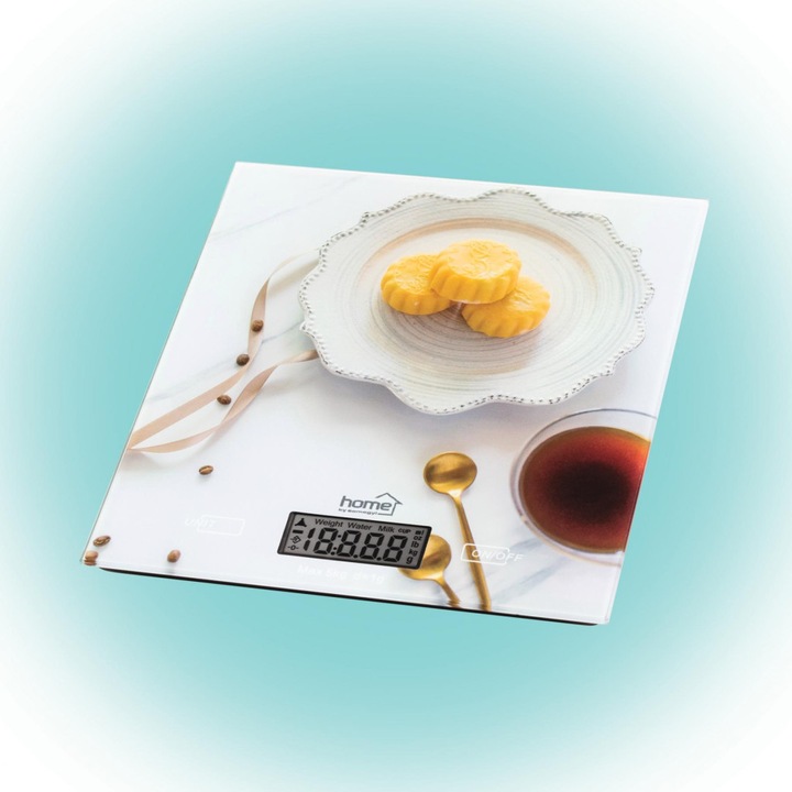 Cantar de bucatarie Home HG M 05, 5 Kg, 1 g, Functie tara, Alb