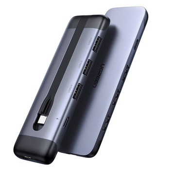 Hub UGREEN, CM285, 5 in 1, USB-C la 3 x USB 3.0, HDMI 4K, USB-C PD 100W, Viteza 5 GB/s, Carcasa aluminiu, Gri/Negru Hub UGREEN, CM285, 5 in 1, USB-C la 3 x USB 3.0, HDMI 4K, USB-C PD 100W, Viteza 5 GB/s, Carcasa aluminiu, Gri/Negru