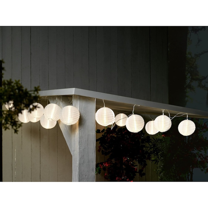 Melinera WhiteBall hálózati 230V 17m LED XXL lampion füzér kerti fehér hangulatvilágítás lámpafüzér