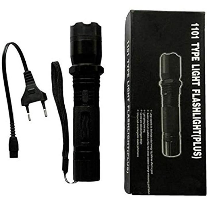 Фенер с електрошок Type 1101 Plus, , USB зареждане, 180 lm