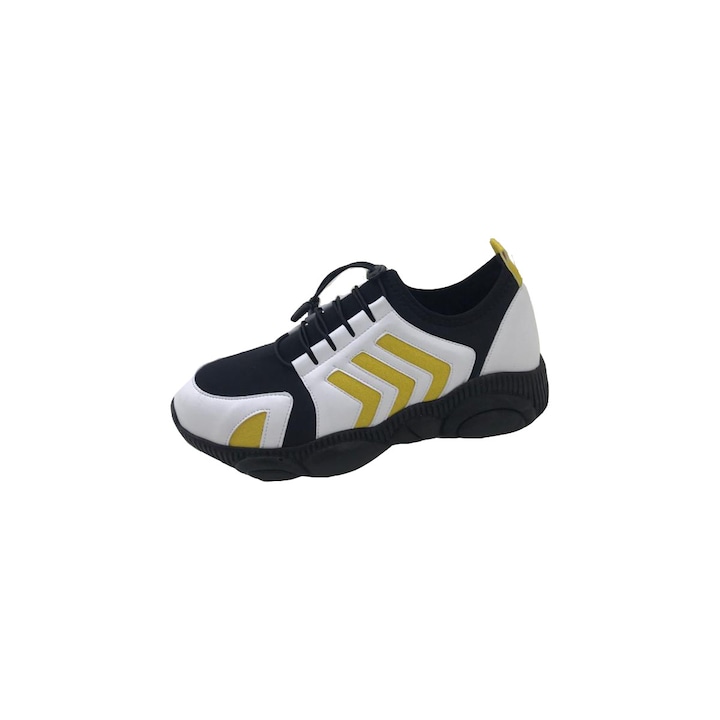 Pantofi sport SEYTIL, cu model galben, negru cu alb, Alb/Negru