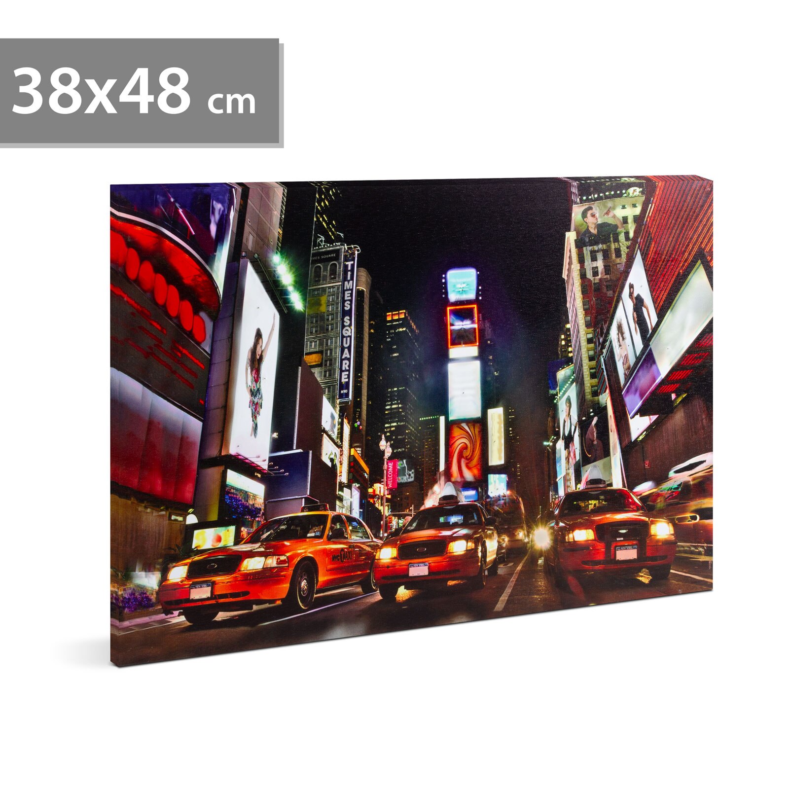 Tablou cu Iluminare LED, Times Square, Baterii 2xAA, 38x48cm